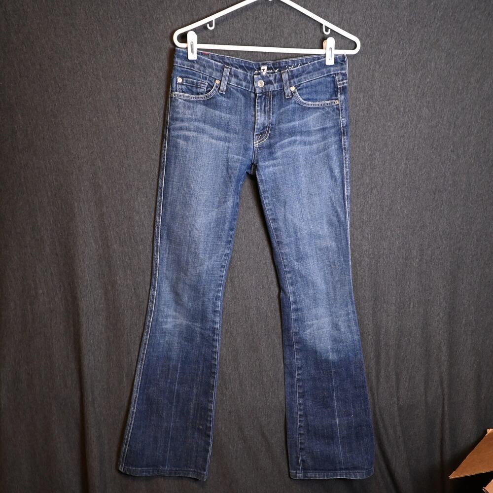 7 For All Mankind Women's 28 (30x31) A Pocket Boot Cut Distressed Denim Jeans